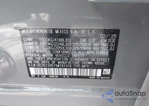 2025 Honda Hr-V Awd Sport z USA, uszkodzony, nr VIN 3CZRZ2H57SM782476